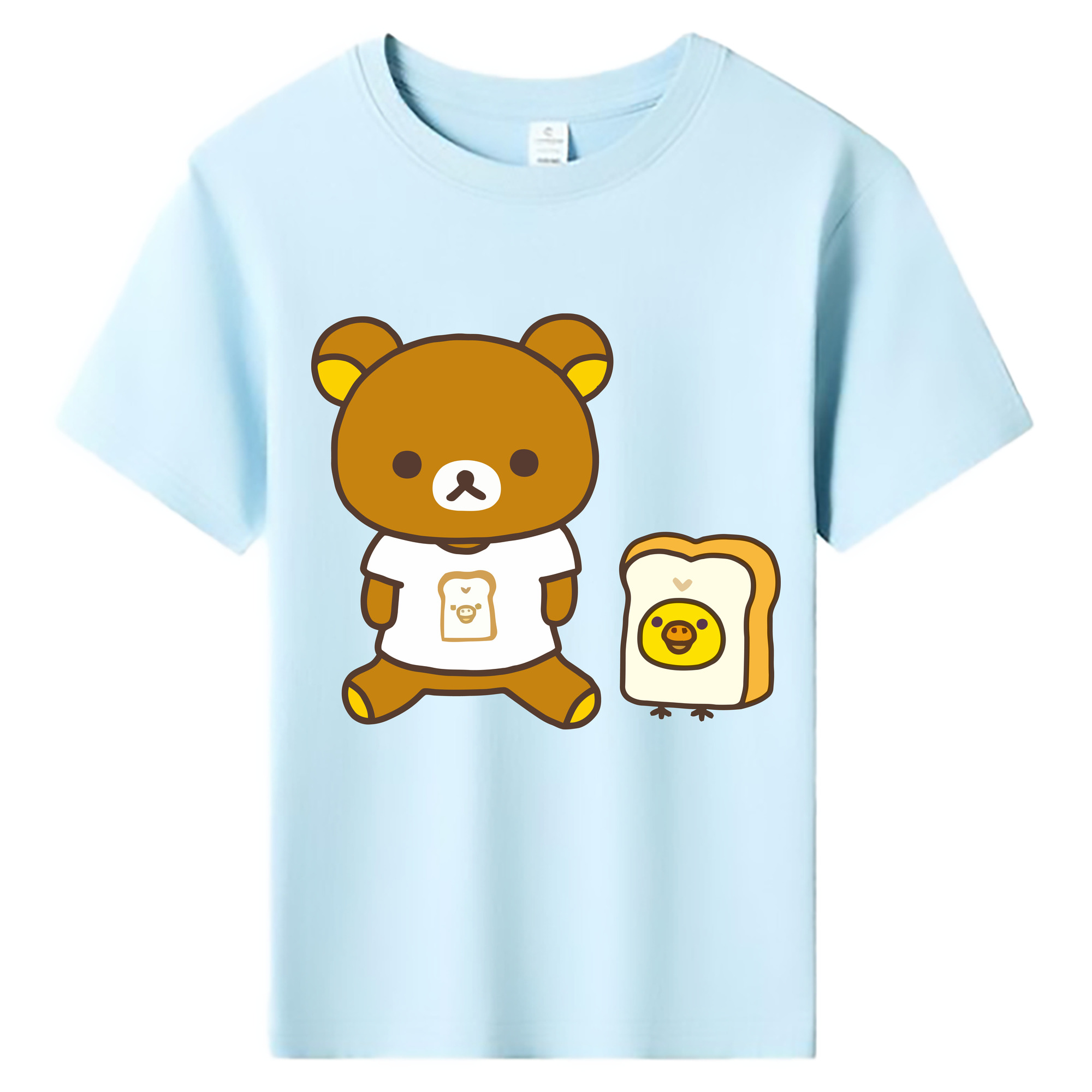 （画像用） リラックマ リラックマ キイロイトリ Rilakkuma Korilakkuma Kiiroitori 綿100％キッズTシャツ（フロントプリント）